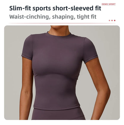 Custom LOGO women's summer short-sleeved t-shirt quick-drying yoga clothes fitness tops outdoor running sports short sleeves