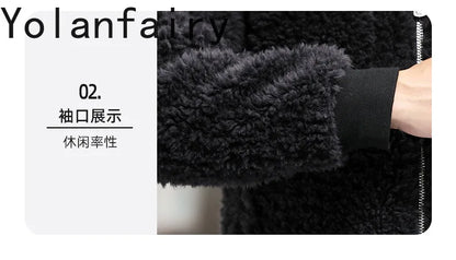 YOLANFAIRY 100% Wool Mens Real Fur Coat Winter 2024 Jackets Short Lambswool Coats Integrated Clothes Trend Top Chaquetas Hombre