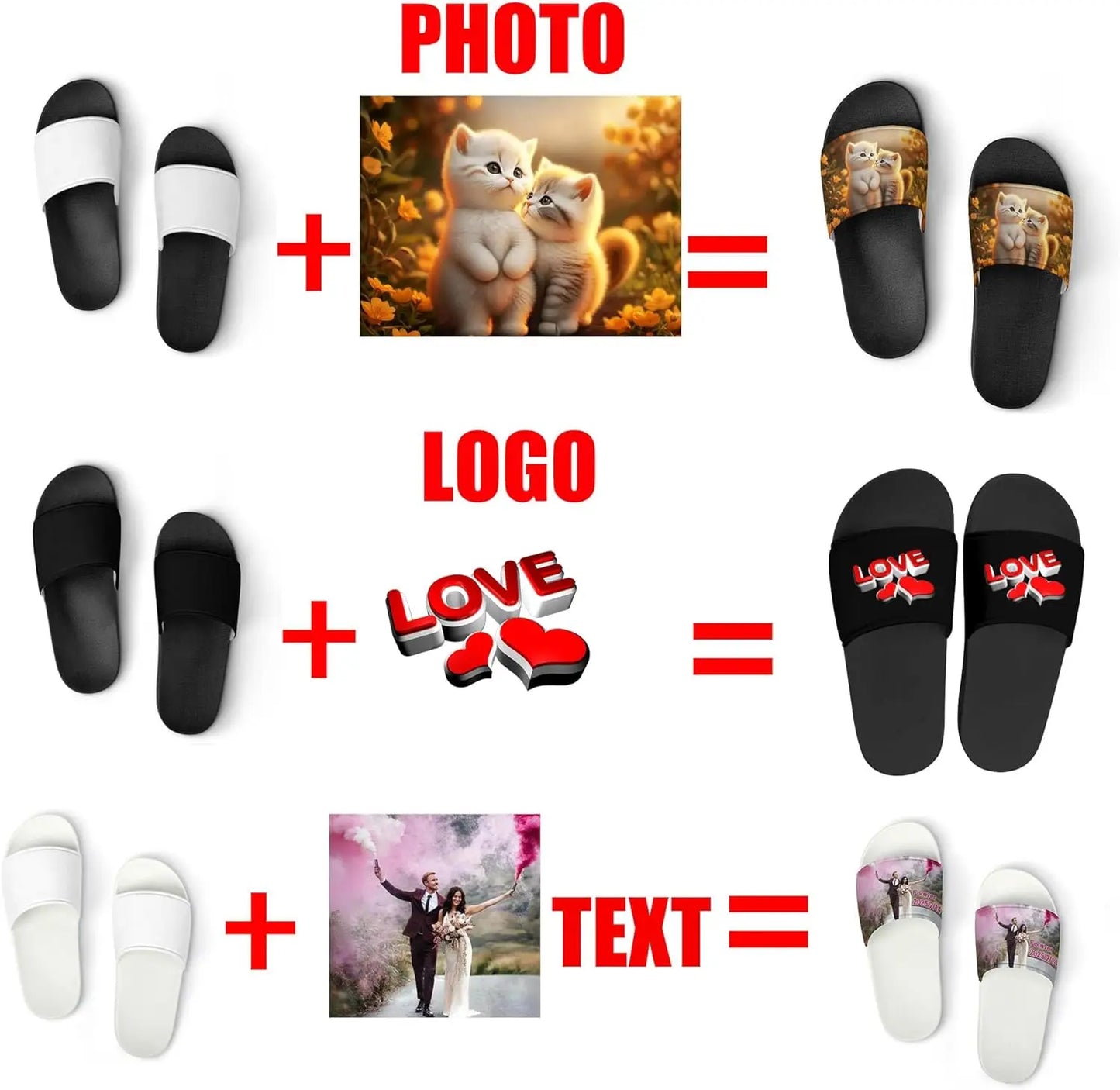 Custom Slippers Man Woman Tailor Made Slides Sandals Personalized Photo Text Customized Couple Bath Shoes Water Shoe