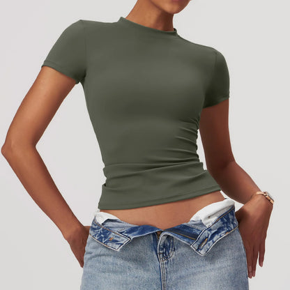 Custom LOGO women's summer short-sleeved t-shirt quick-drying yoga clothes fitness tops outdoor running sports short sleeves