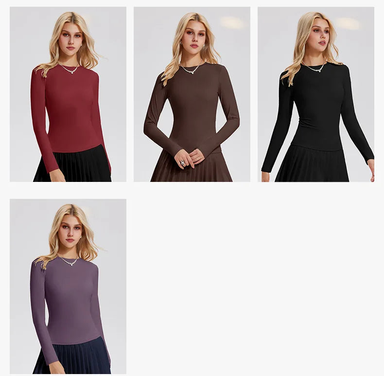 Custom LOGO Women's Naked Yoga Suit Long Sleeve T-Shirt Elastic Quick Drying Slim Fit Belly Running Fitness Top