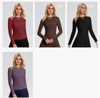 Custom LOGO Women's Naked Yoga Suit Long Sleeve T-Shirt Elastic Quick Drying Slim Fit Belly Running Fitness Top