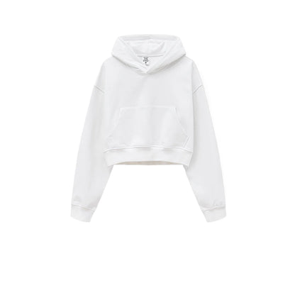Customized LOGO women's new autumn blockbuster 445G big pocket hooded sweater short top
