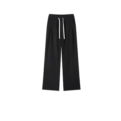 Custom LOGO men's autumn 320G heavy cotton new old money wind American retro polo sweater trousers loose suit