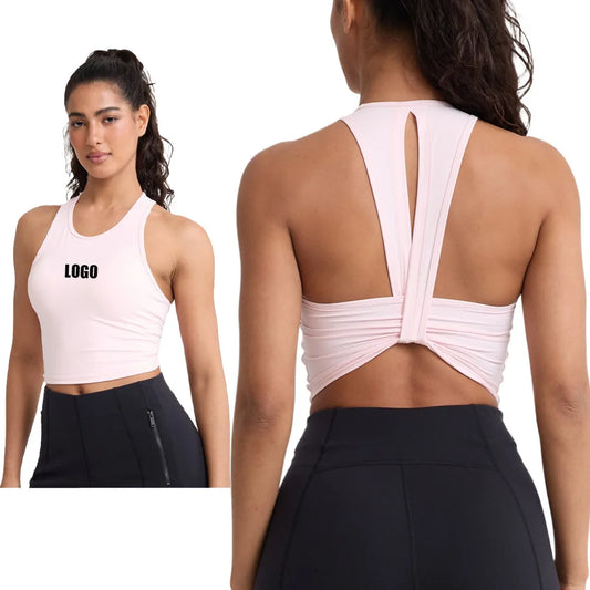 Custom LOGO women's 2026 summer high-end fashion integrated chest pad, beautiful back yoga bra, running training fitness vest