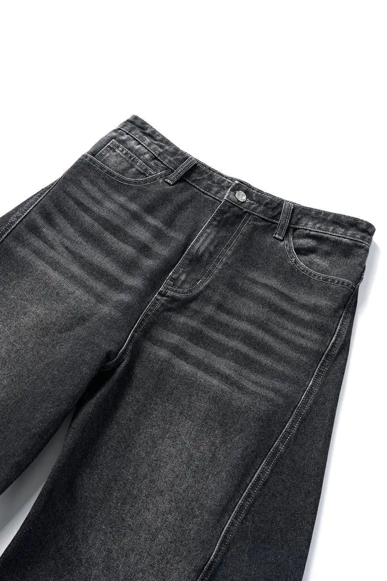 Custom LOGO men's 2026 denim scimitar pants cotton autumn new American retro washed old casual couple trousers