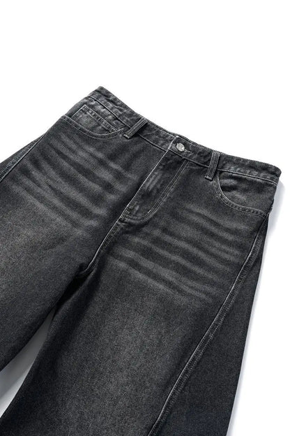 Custom LOGO men's 2026 denim scimitar pants cotton autumn new American retro washed old casual couple trousers