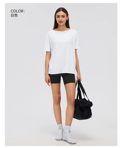 Custom LOGO Women's Summer Short Sleeve Loose Casual Running T-Shirt Yoga Fitness Sports Top Breathable Sweating