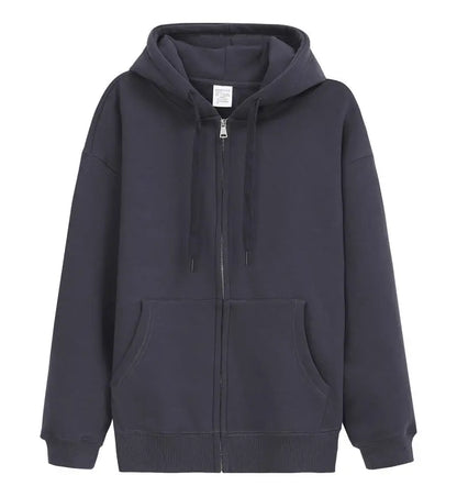 600GSM 95% Cotton DIY Custom LOGO Solid Retro Oversize Hoodie Unisex Winter Warm Zipper Up Open-Up Hoodies Classic Loose Coat