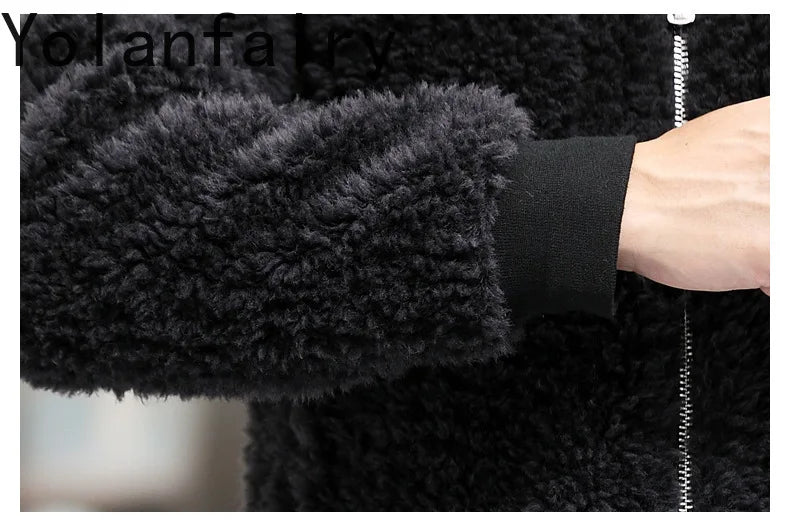 YOLANFAIRY 100% Wool Mens Real Fur Coat Winter 2024 Jackets Short Lambswool Coats Integrated Clothes Trend Top Chaquetas Hombre