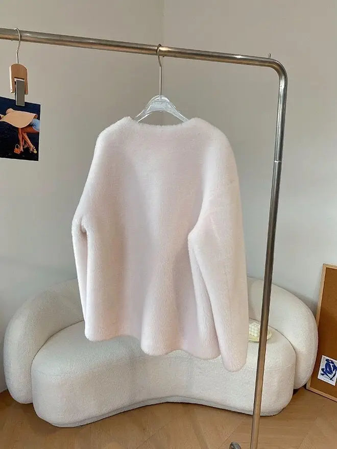 Lamb Fur Jacket for Women Pure Wool Fur Coats Particle Sheep Fleece Gold Buckle Composite Fur Integrated Women's Winter Coat FCY