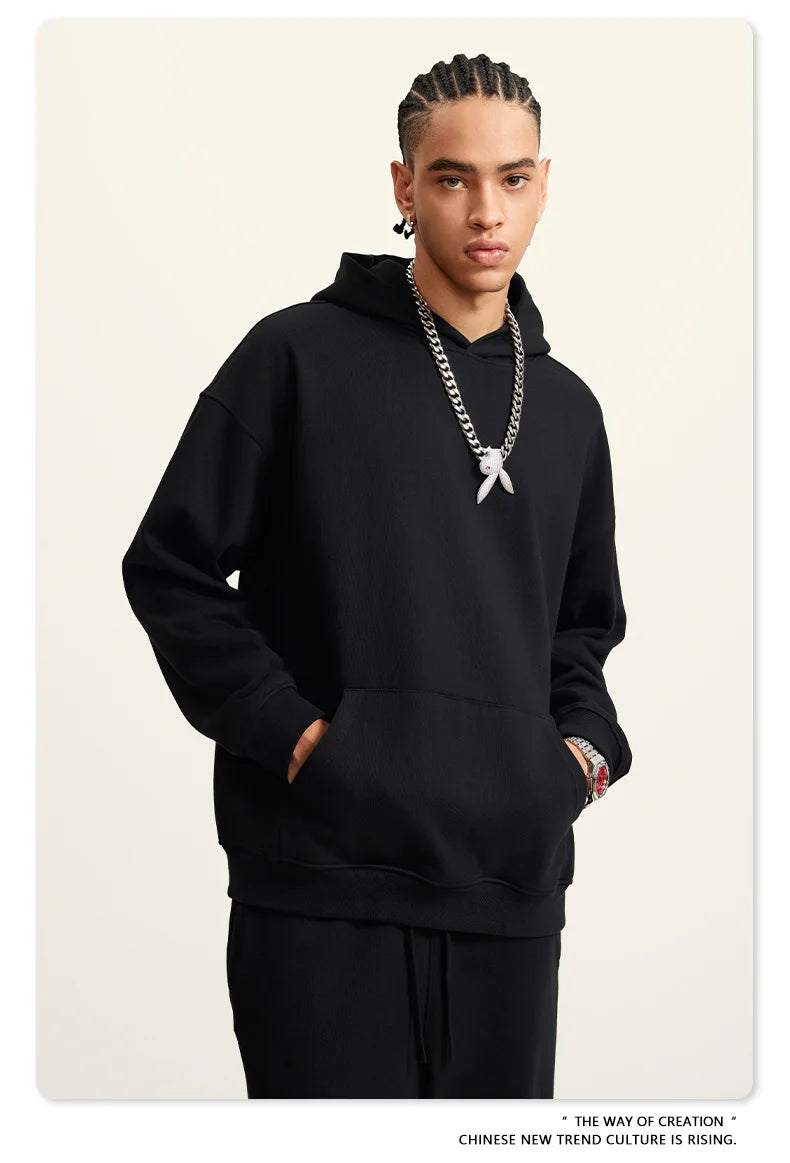 Custom LOGO men's and women's heavy 445G terry cotton and polyester casual sweater spring and autumn hoodie 2024 top