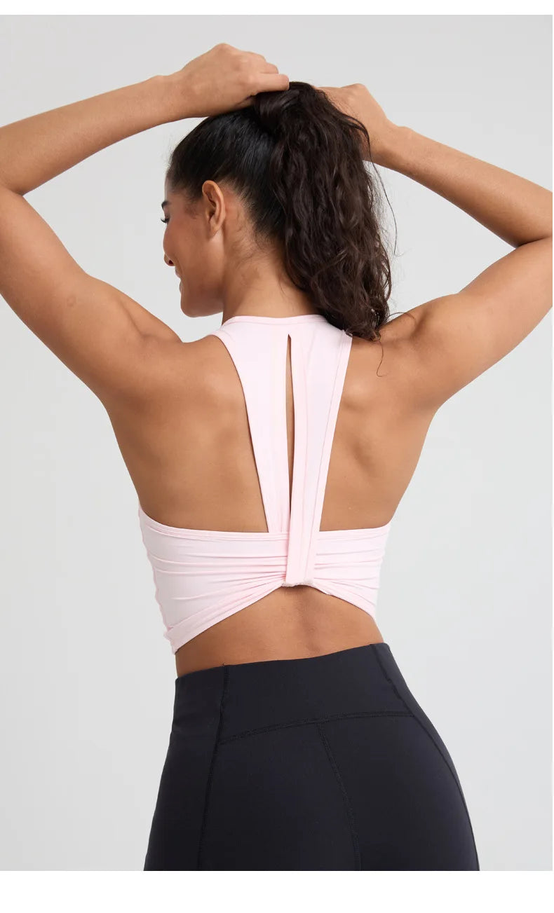 Custom LOGO women's 2026 summer high-end fashion integrated chest pad, beautiful back yoga bra, running training fitness vest
