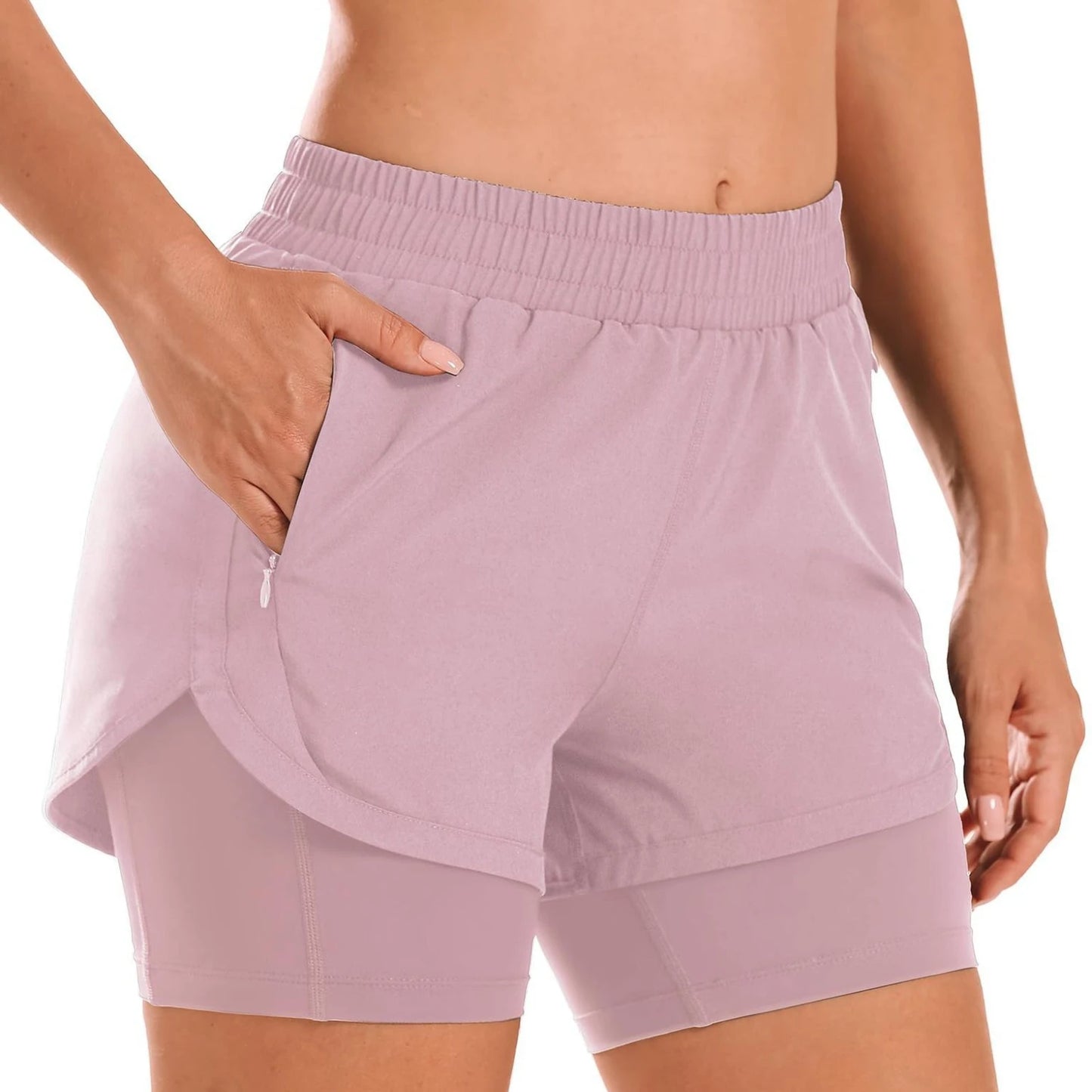Custom LOGO women's breathable loose anti-light yoga zipper pocket outdoor mountaineering running sports shorts