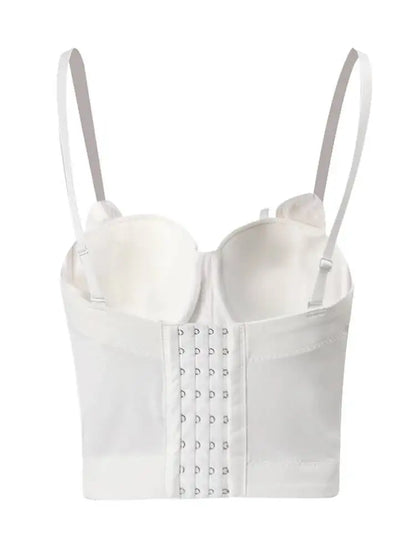 DEAT Fashion Fishbone Embroidery Lace Waist-sliming Tank Tops Women’s Pearl Embroidery Backless Sleeveless Camis Summer New