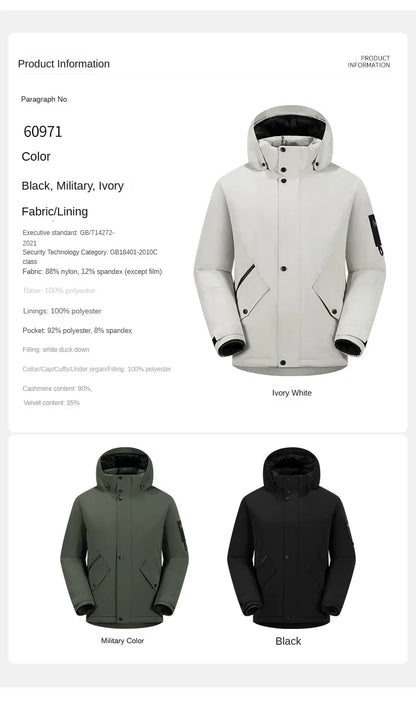 Winter Warm duck down Jacket Custom Logo Thick Skiing Down Jacket Coat Print Company Brand Design Outdoor Windproof jacket