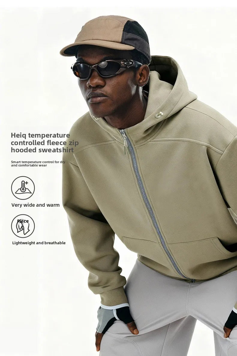 Personalized LOGO Custom Men's Temperature Control Fleece Zipper Hooded Sweater 2026 Spring and Autumn Sports Couple Jacket Top