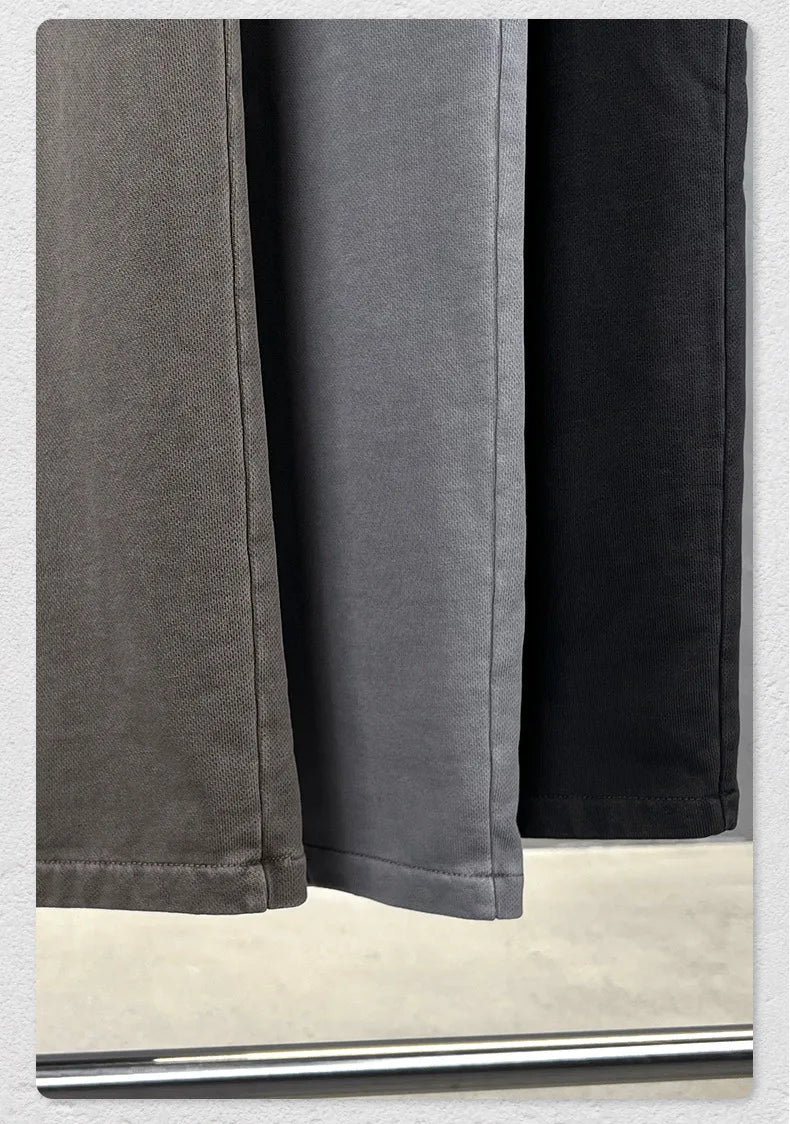 Customized LOGO Men's 2025 Autumn New 480G Heavy 100% Cotton Black Pattern Straight Loose Casual Pants
