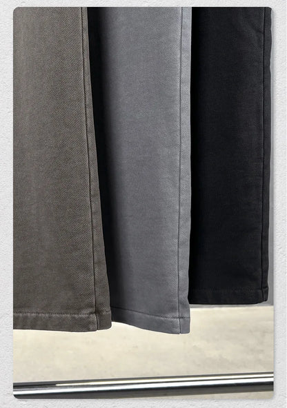 Customized LOGO Men's 2025 Autumn New 480G Heavy 100% Cotton Black Pattern Straight Loose Casual Pants