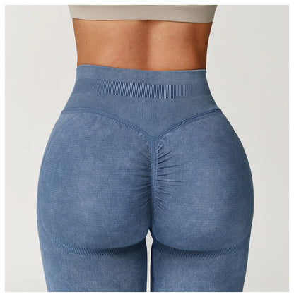 Custom LOGO Women's Seamless Sandblasting Yoga Pants High Waist Hip Lift Tight Running Sports Fitness Yoga Pants