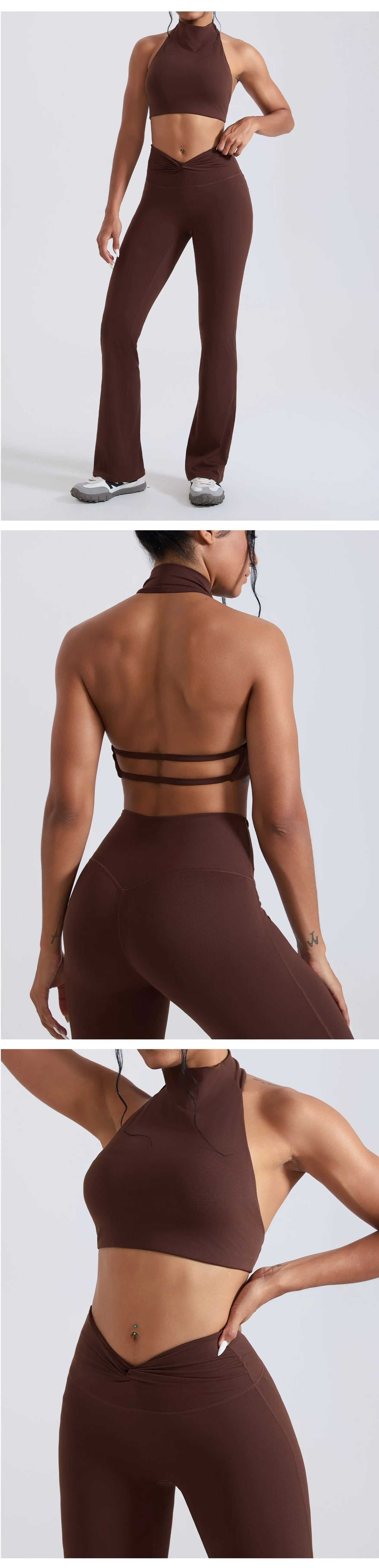 Halter Top Gym Vest Woman Backless Tank Tops Push Up Sport Bras Running Vest Workout Underwear With Chest Cushion Top Activewear