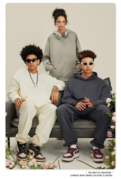Custom LOGO men's and women's heavy 445G terry cotton and polyester casual sweater spring and autumn hoodie 2024 top