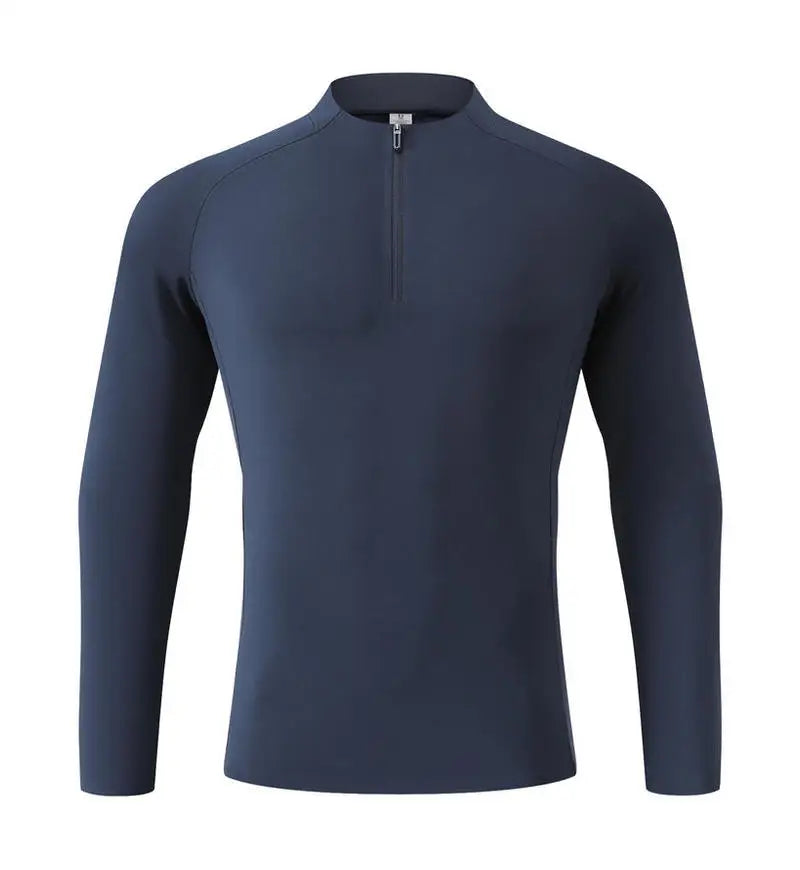 #9907-XIYU Custom LOGO Fitness Compression Sport Gym Running Exercise Elastic Long Sleeves half zip High neck Tops men T-shirt