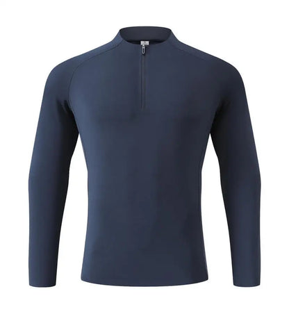#9907-XIYU Custom LOGO Fitness Compression Sport Gym Running Exercise Elastic Long Sleeves half zip High neck Tops men T-shirt