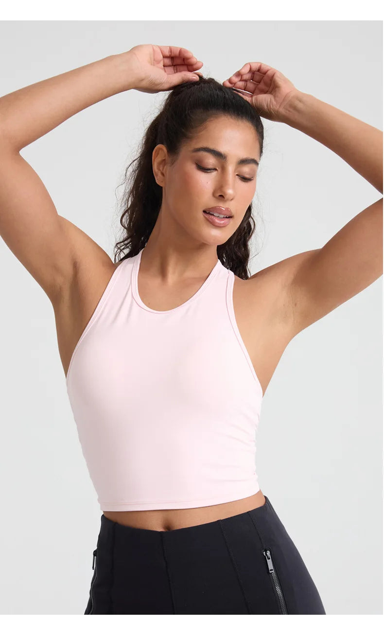 Custom LOGO women's 2026 summer high-end fashion integrated chest pad, beautiful back yoga bra, running training fitness vest