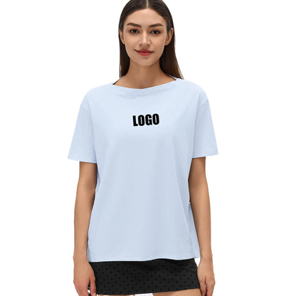 Custom LOGO Women's Summer Short Sleeve Loose Casual Running T-Shirt Yoga Fitness Sports Top Breathable Sweating
