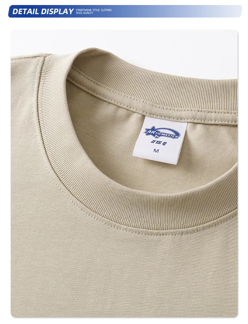 Customized LOGO men's clothing summer new 275G heavy 100% cotton short version loose T-shirt for men and women