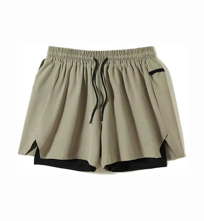 #51147-XIYU Custom LOGO Print Men's Running Shorts Quick-drying Fitness Black Double Layer Men New Sport Workout Training Short