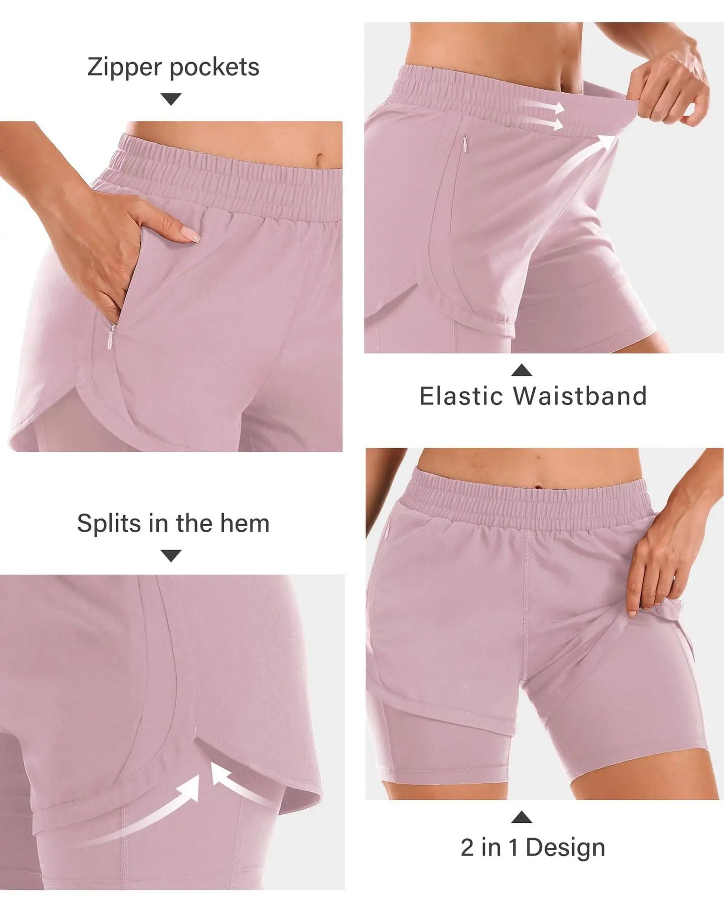 Custom LOGO women's breathable loose anti-light yoga zipper pocket outdoor mountaineering running sports shorts