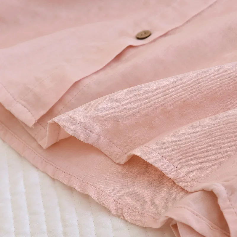 2026 New Spring/Summer Couple's Pajama Set 100% Cotton Simple Men's and Women's Long Sleeve Long Pants Two Piece Home Clothes