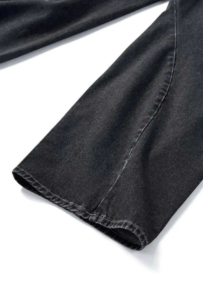 Custom LOGO men's 2026 denim scimitar pants cotton autumn new American retro washed old casual couple trousers