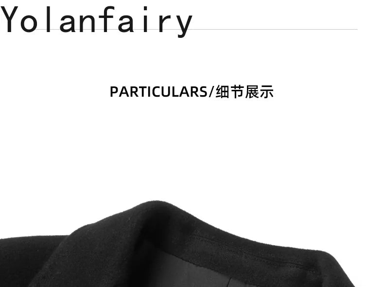 YOLANFAIRY Real Sheepskin Leather Patchwork Wool Coat for Men Autumn Trendy Short Cashmere Jacket Loose Streetwear ropa hombre