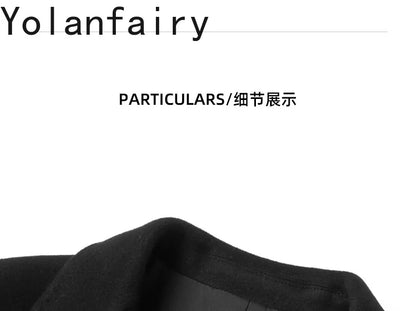 YOLANFAIRY Real Sheepskin Leather Patchwork Wool Coat for Men Autumn Trendy Short Cashmere Jacket Loose Streetwear ropa hombre