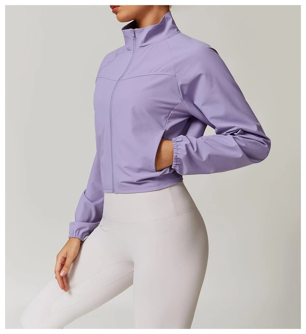 Custom LOGO Women's Quick-Dry Stand Collar Yoga Jacket, Thin Windproof Outdoor Running Fitness Long-Sleeve Sports Jacket