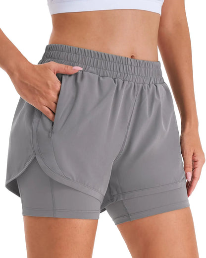 Custom LOGO women's breathable loose anti-light yoga zipper pocket outdoor mountaineering running sports shorts