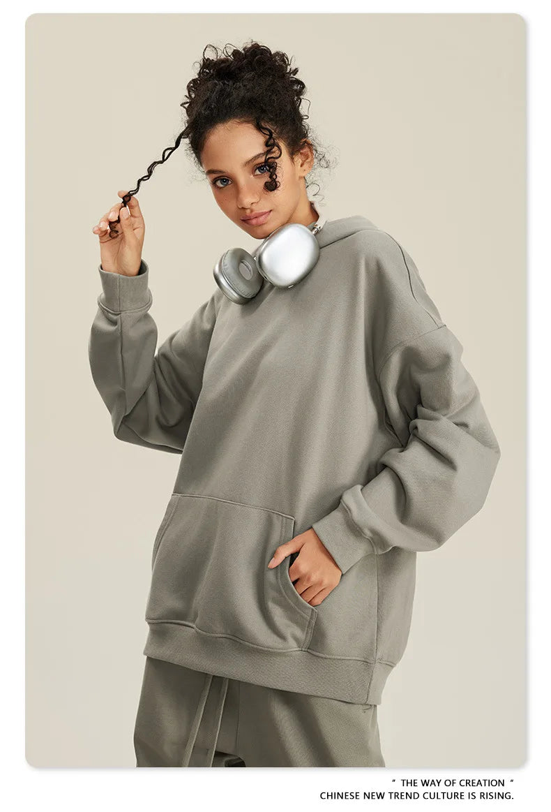 Custom LOGO men's and women's heavy 445G terry cotton and polyester casual sweater spring and autumn hoodie 2024 top