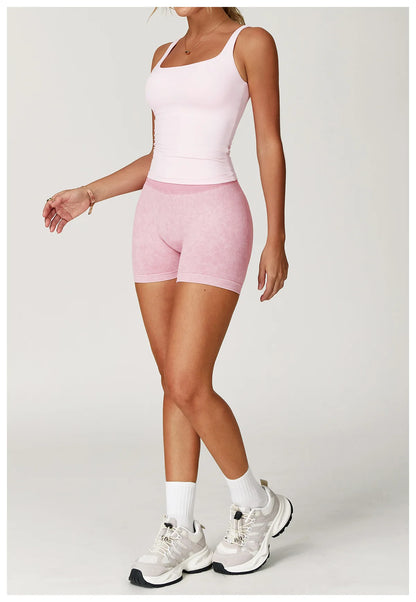 Sand Washed Yoga Shorts Women Yoga Shorts High Waist Workout Shorts Fitness Yoga Lift Butt Fitness Yoga Gym Running Short Pants