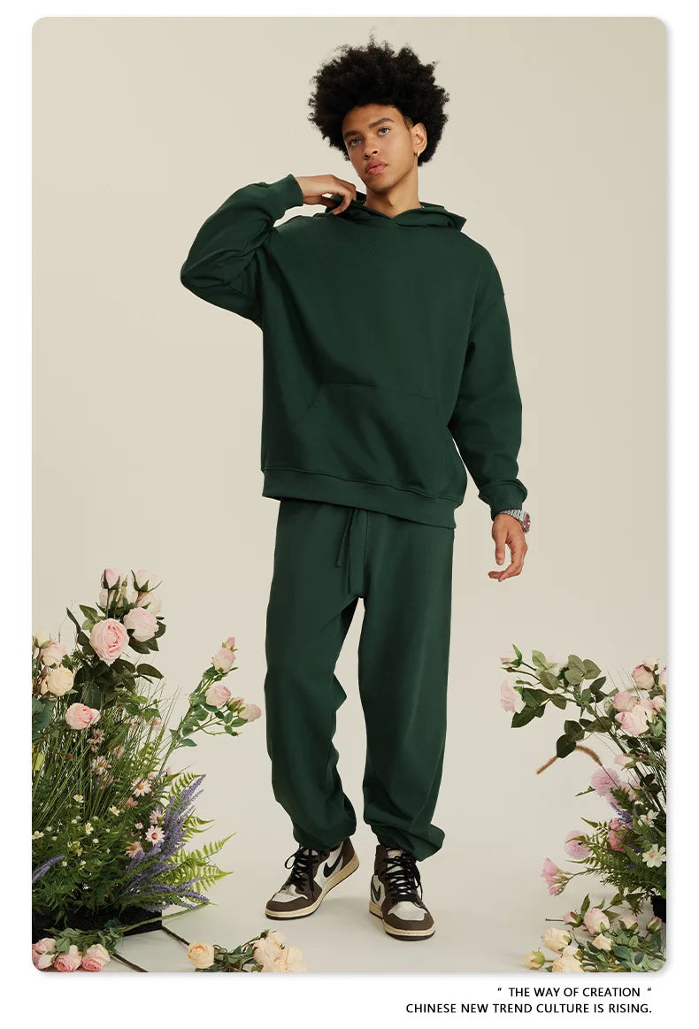 Custom LOGO men's and women's heavy 445G terry cotton and polyester casual sweater spring and autumn hoodie 2024 top