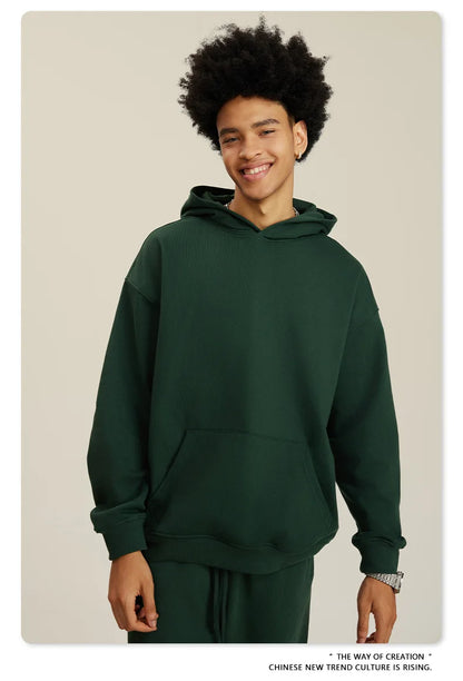 Custom LOGO men's and women's heavy 445G terry cotton and polyester casual sweater spring and autumn hoodie 2024 top
