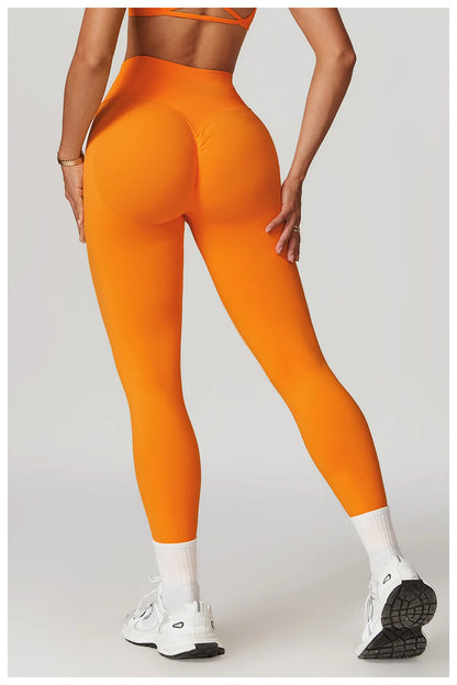 Customized LOGO women's peach buttocks seamless belly tight yoga pants running sports quick-drying fitness trousers