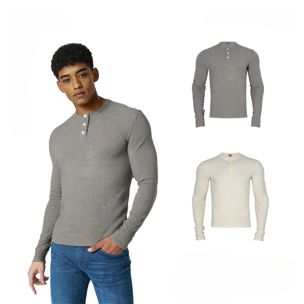 Custom LOGO Men's Skinny Button Long Sleeve T-Shirt Casual Sports Men's Bottom Shirt Top