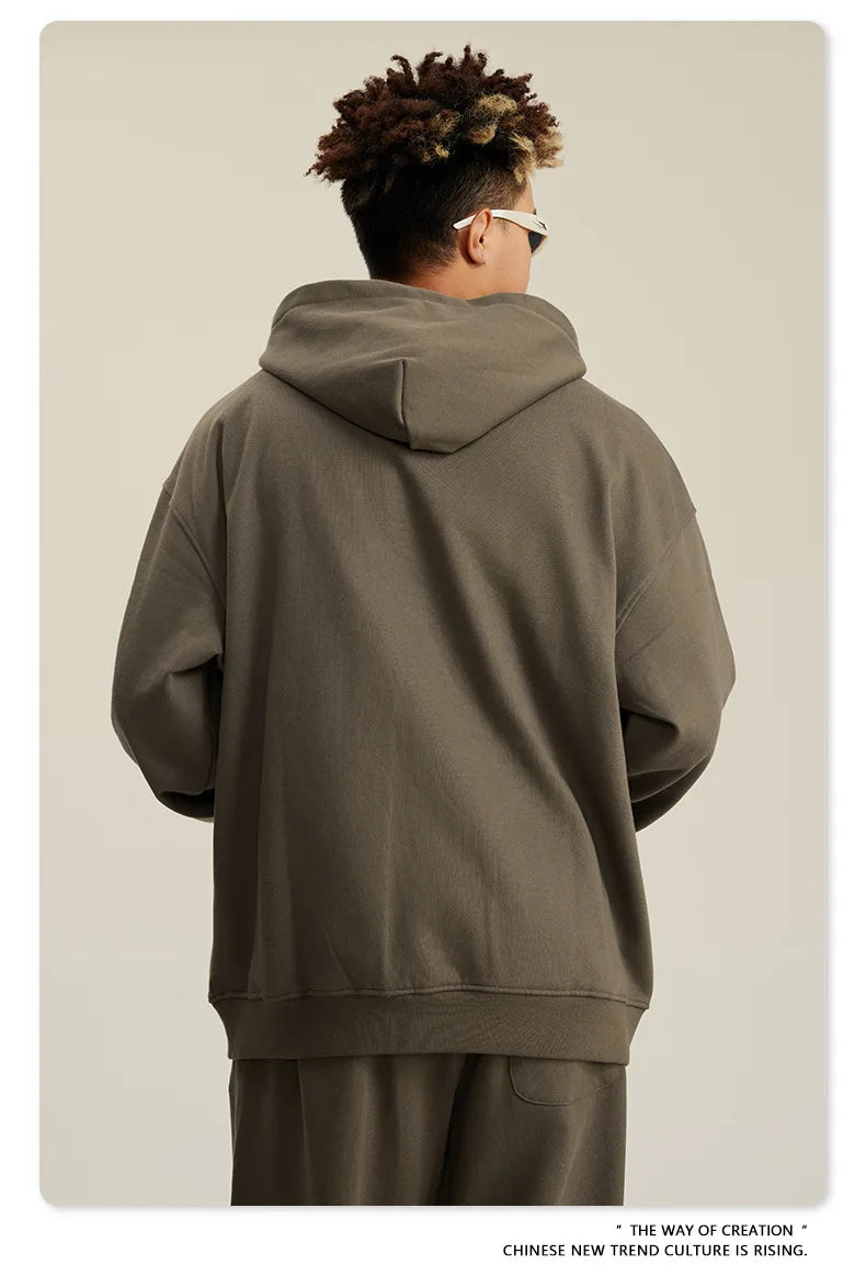 Custom LOGO men's and women's heavy 445G terry cotton and polyester casual sweater spring and autumn hoodie 2024 top