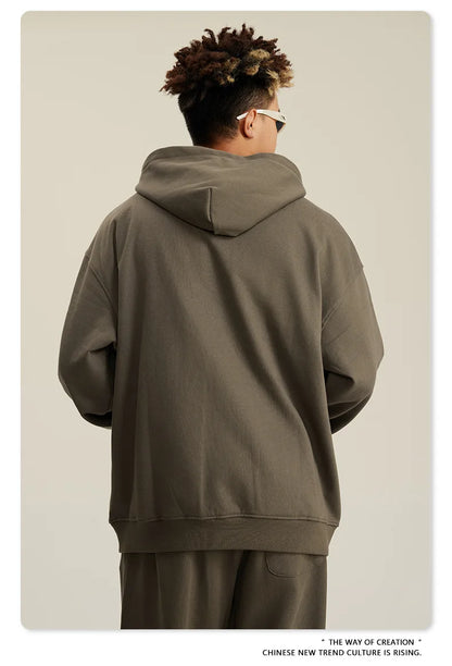 Custom LOGO men's and women's heavy 445G terry cotton and polyester casual sweater spring and autumn hoodie 2024 top