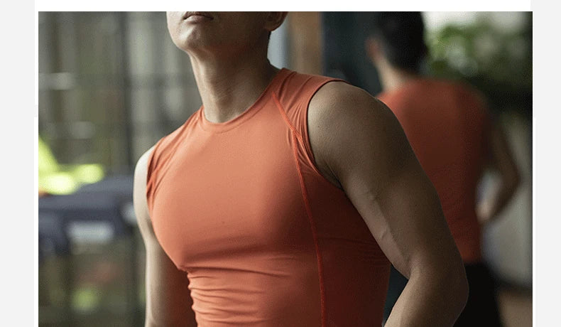 Custom LOGO men's fitness quick-drying vest tights vest elastic breathable sweat sleeveless high-elastic training clothes top