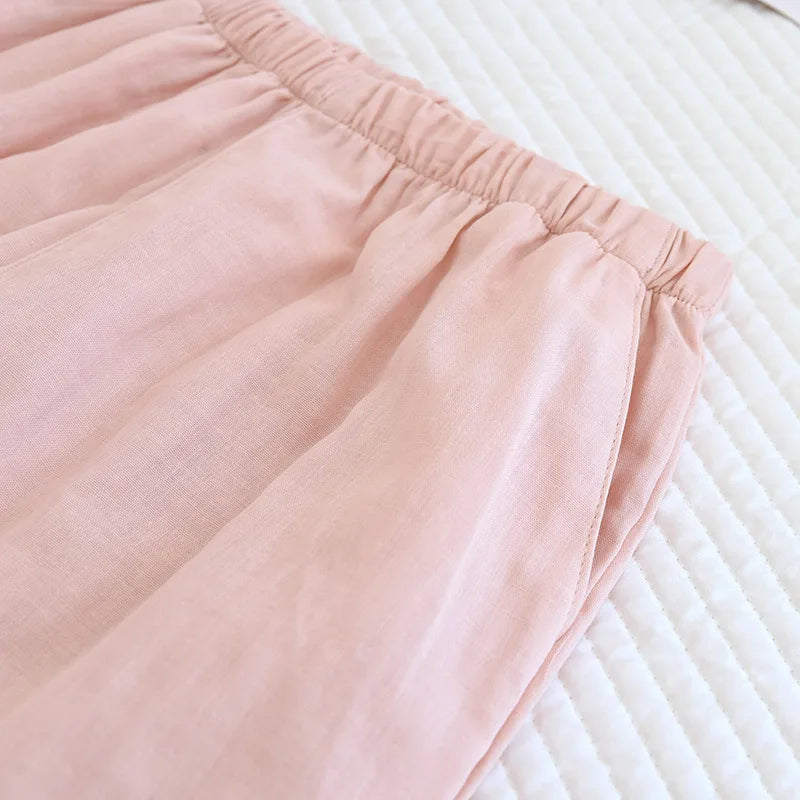 2026 New Spring/Summer Couple's Pajama Set 100% Cotton Simple Men's and Women's Long Sleeve Long Pants Two Piece Home Clothes