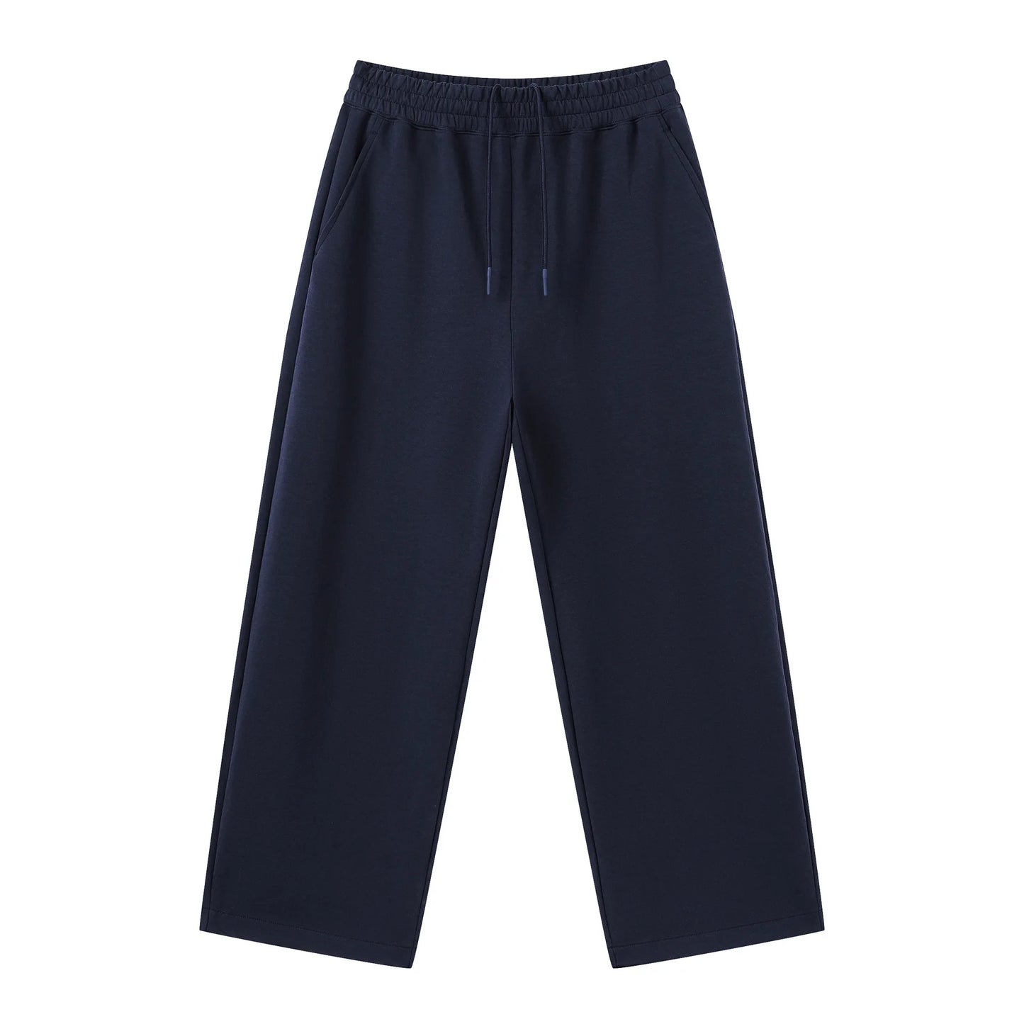 Personalized LOGO custom men's 320G cotton polyester vertical wide-leg pants drawstring elastic waist casual straight trousers